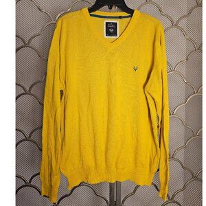 Solly Sport Yellow V-Neck Sweater M Preppy Normcore GrandpaCore